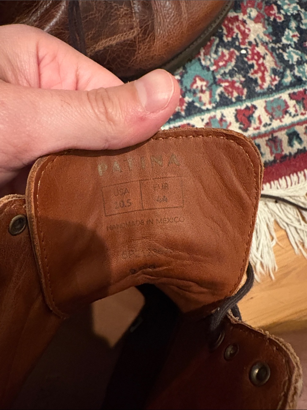 Men's Brown Leather Lace-Up Work Boots Patina - Picture 5 of 5